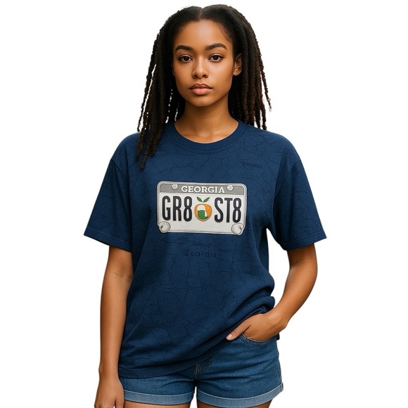 GEORGIA Great State Blue Graphic T-Shirt with Georgia License Plate & Map XXL - Picture 1 of 6